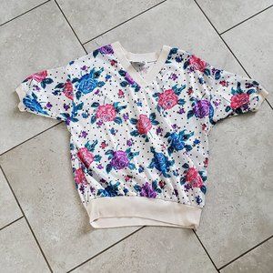 vintage silk flower shirt, super clean and cool